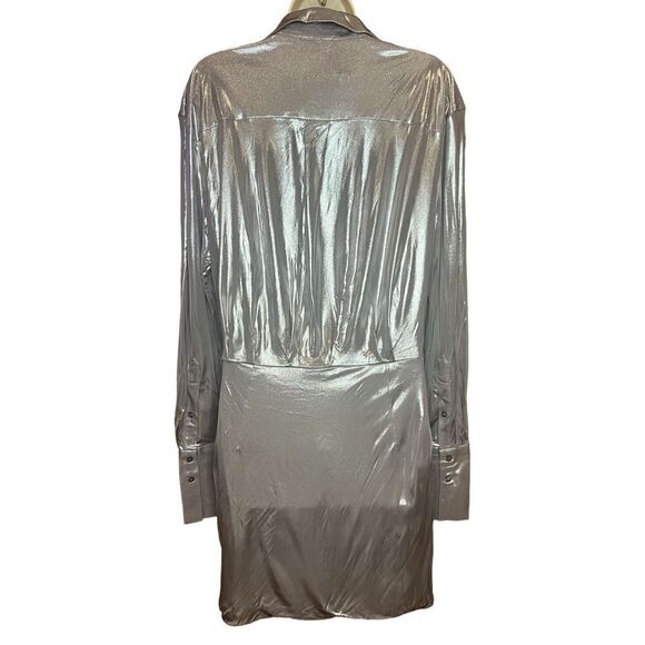GAUGE81 Naha Metallic  Mini Dress in Metallic Silver NWT Size Large - Picture 9 of 12